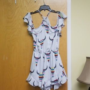 Peach Love Bull Design Cold Shoulder Romper